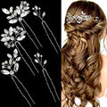Silver Crystal Bridal Hair Pins - 5 Piece Set