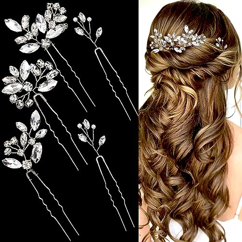 Silver Crystal Bridal Hair Pins - 5 Piece Set