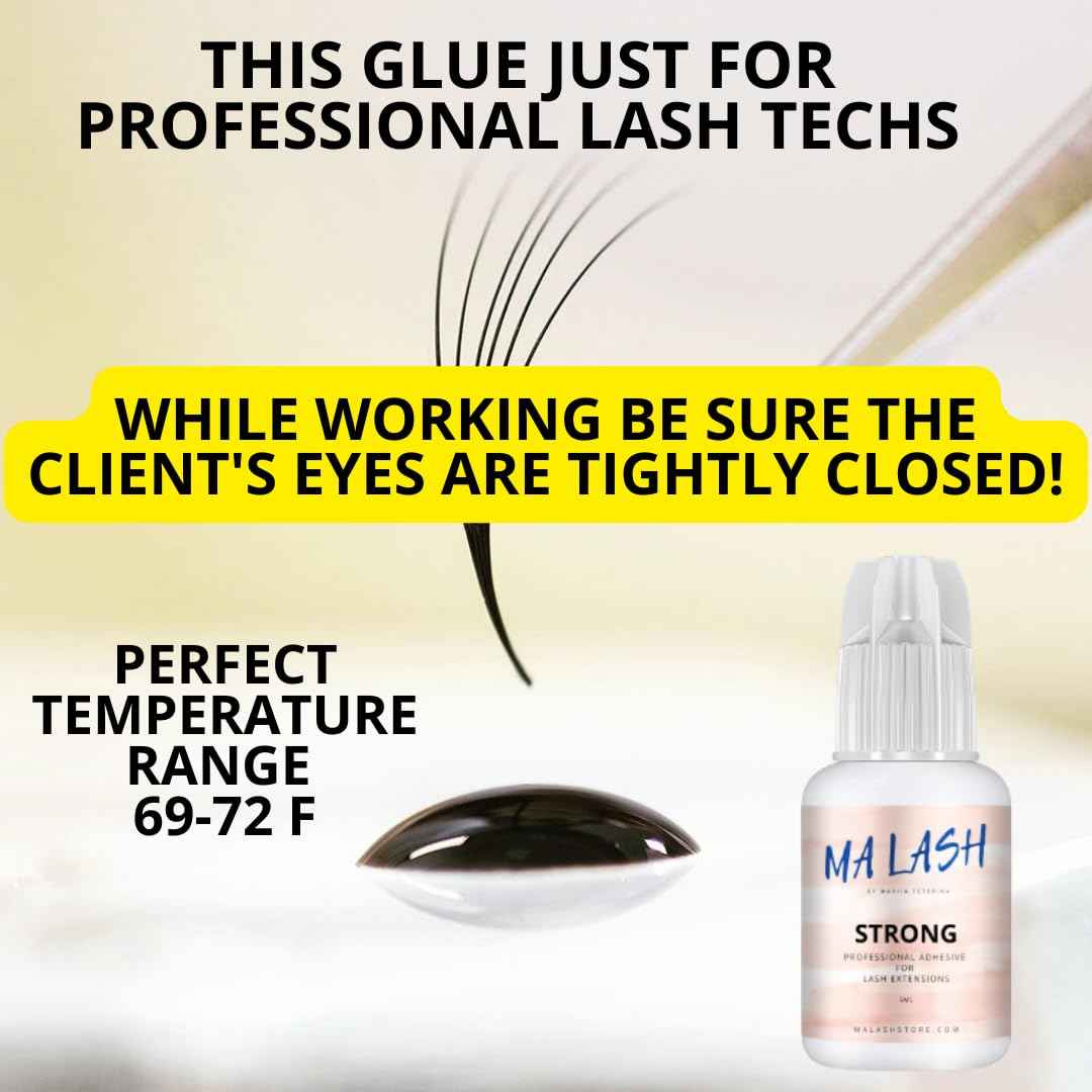 MA LASH Strong Eyelash Extension Adhesive Glue - 0.17fl.oz / 5ml - Ultra-Fast 0.5-Second Drying Time - 8 Weeks Retention - Professional-Grade, Black