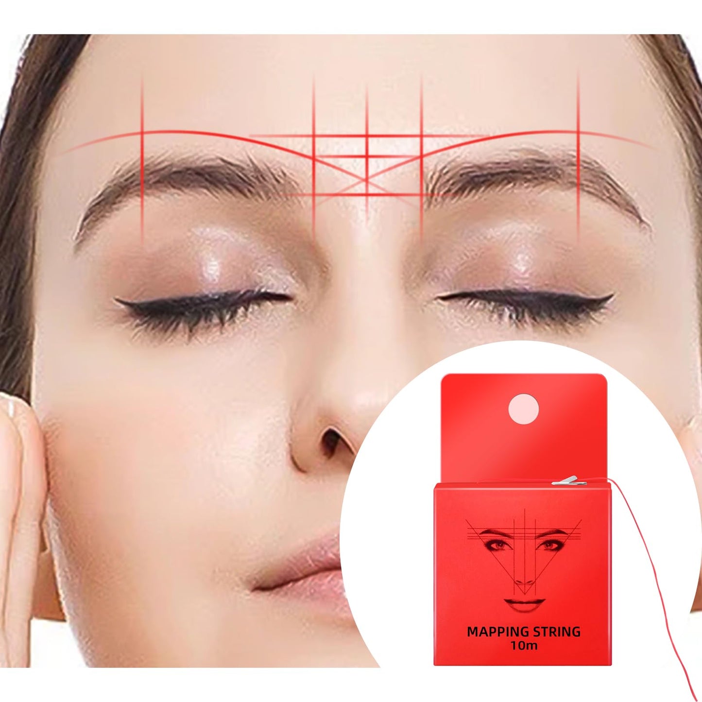 ATOMUS Eyebrow Mapping String 6pcs Pre-inked 10m(32ft) Microblading String for Brow Marking Measuring String for Eyebrow Makeup (Red)