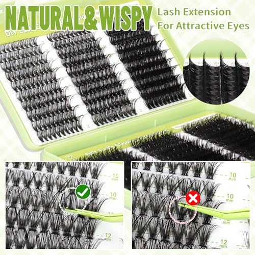 Lash Clusters Kit 570pcs 6 Styles D Curl Wispy Eyelashes with Bond Seal