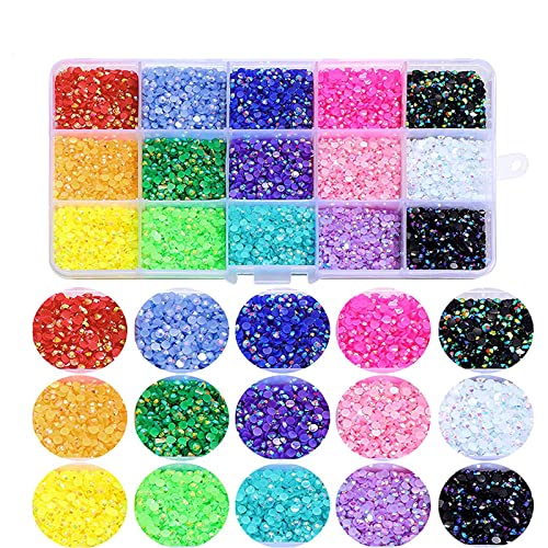 FULZTEY 7500PCS Crystal Rhinestones 3D Round Gems Rhinestones for Crafts Accessories Emerald Green Rhinestone Beads Mixed Size AB Rhinestones Flatback Rhinestone Kit for DIY Nails Gifts Decoration