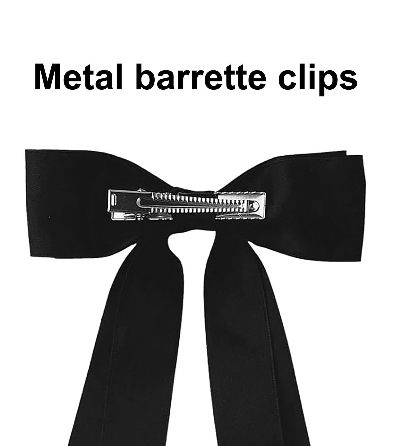 Silky Satin Ribbon Bow Hair Clips for Women Bowknot Hair Ponytail Holder Accessories for Women Girls Toddlers Teens Kids Party Wedding Prom Daily Outfits (Black*2)