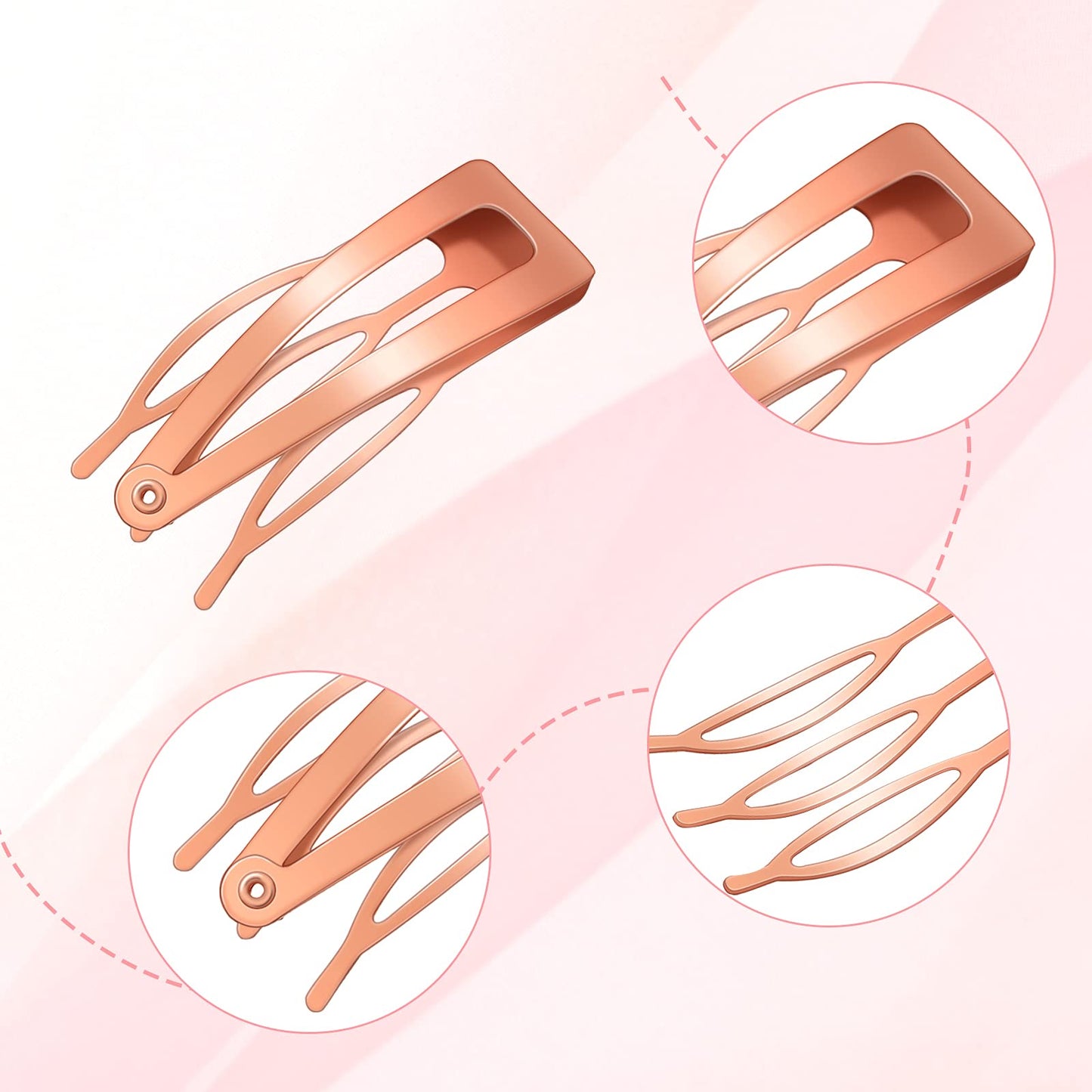 32 Pieces Hair Clips - 3 Prong Double Grip Metal Barrettes and Combs for Women and Girls Hair Accessories (Rose Gold)