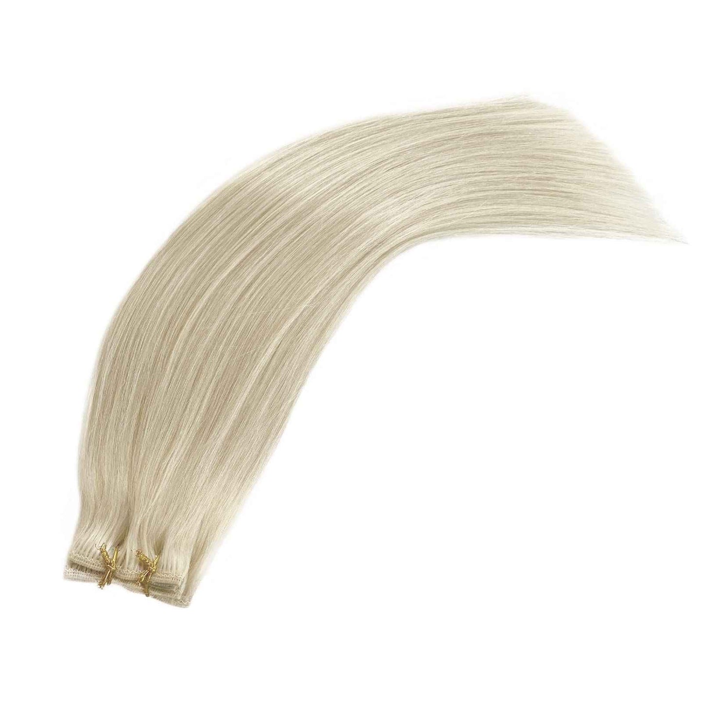 Platinum Blonde Clip in Hair Extensions Real Human Hair Blonde 70g 5pcs Remy Hair Extension Clip ins Double Weft Handmade Straight Seamless Clip in Extensions for Women Thick Ends 16 Inch