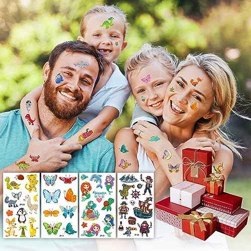 Tattoos for Kids, 300+ Mixed Styles Temporary Tattoos Stickers Set for Girls and Boys, Space Dinosaur Animals Butterfly Tattoos for Kids Birthday Party Supplies