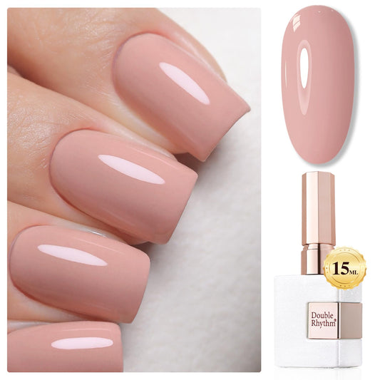 Double Rhythm 15ML Gel Polish Jelly Sheer Pastel Light Milky Color 1 PC 0.53 OZ Bottle UV Nail Polish Art Salon at Home for Women (Pastel Pink-B-A1116)