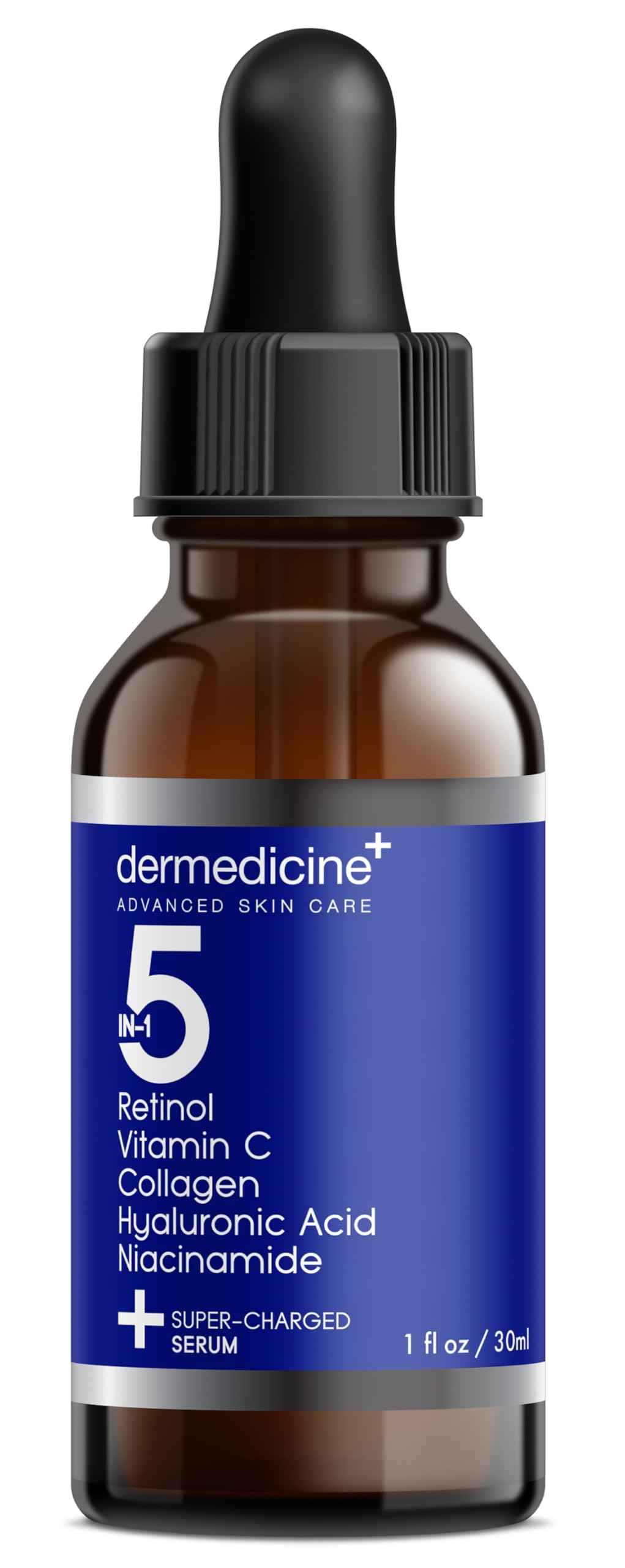 5 in 1 Potent Face Serum with Retinol, Vitamin C, Collagen, Hyaluronic Acid, Niacinamide | May Help Improve Appearance of Fine Lines and Reduce Appearance of Dark Spots | 1 fl oz / 30 ml