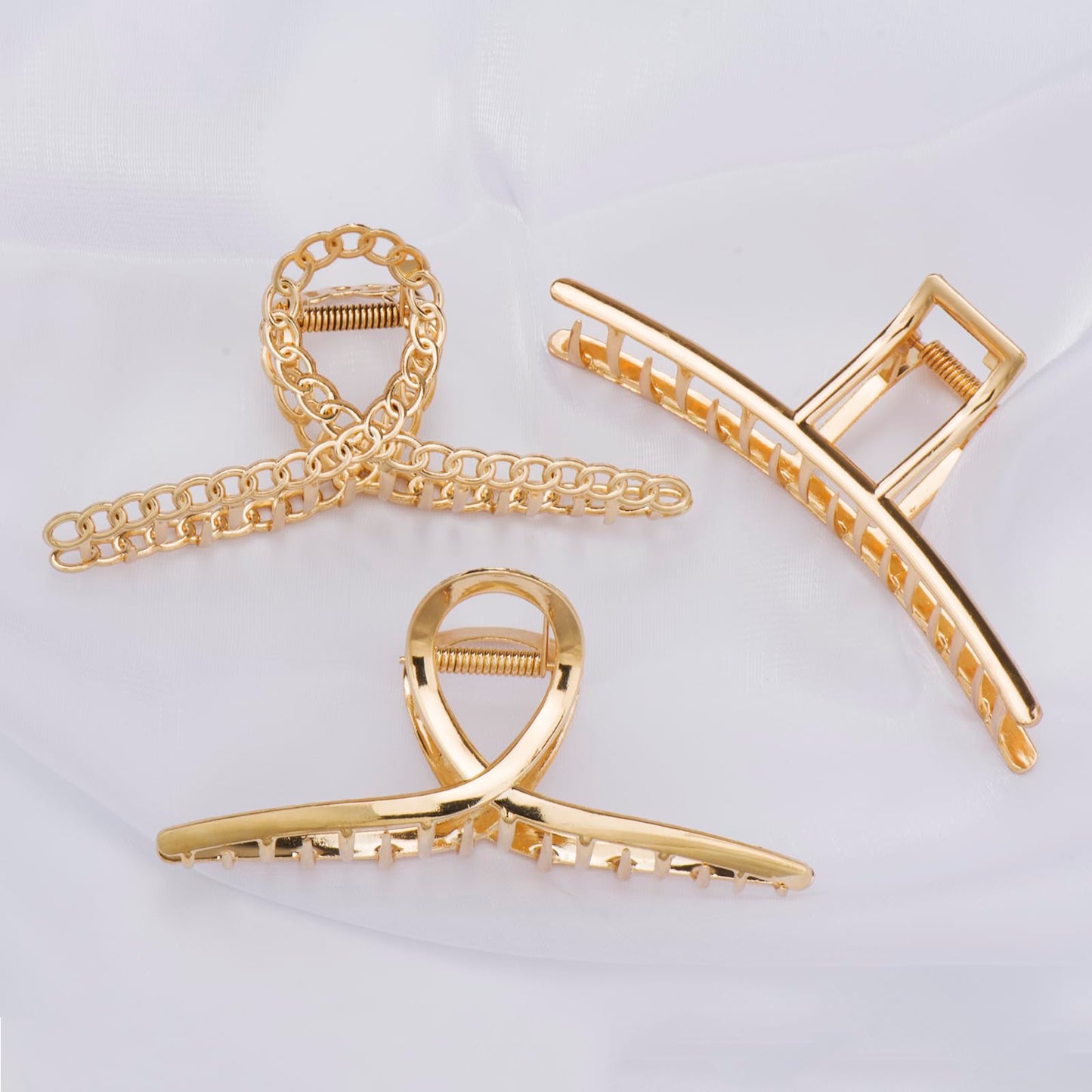 Mehayi 3 PCS Metal Large Hair Claw Clips for Thick Heavy Hair, Big Non-Slip Hair Catch Barrette Jaw Clamp, Strong Hold Claw Barrettes for Long Hair, Fashion Hair Styling Accessories for Women Girls