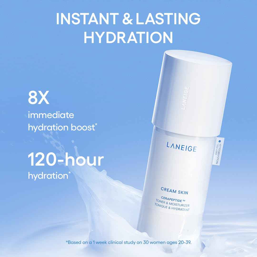 LANEIGE Cream Skin Toner & Moisturizer Refill: Lightweight Refillable Korean Milky Toner with Ceramide & Peptide for Hydration, Firming, & Barrier Support