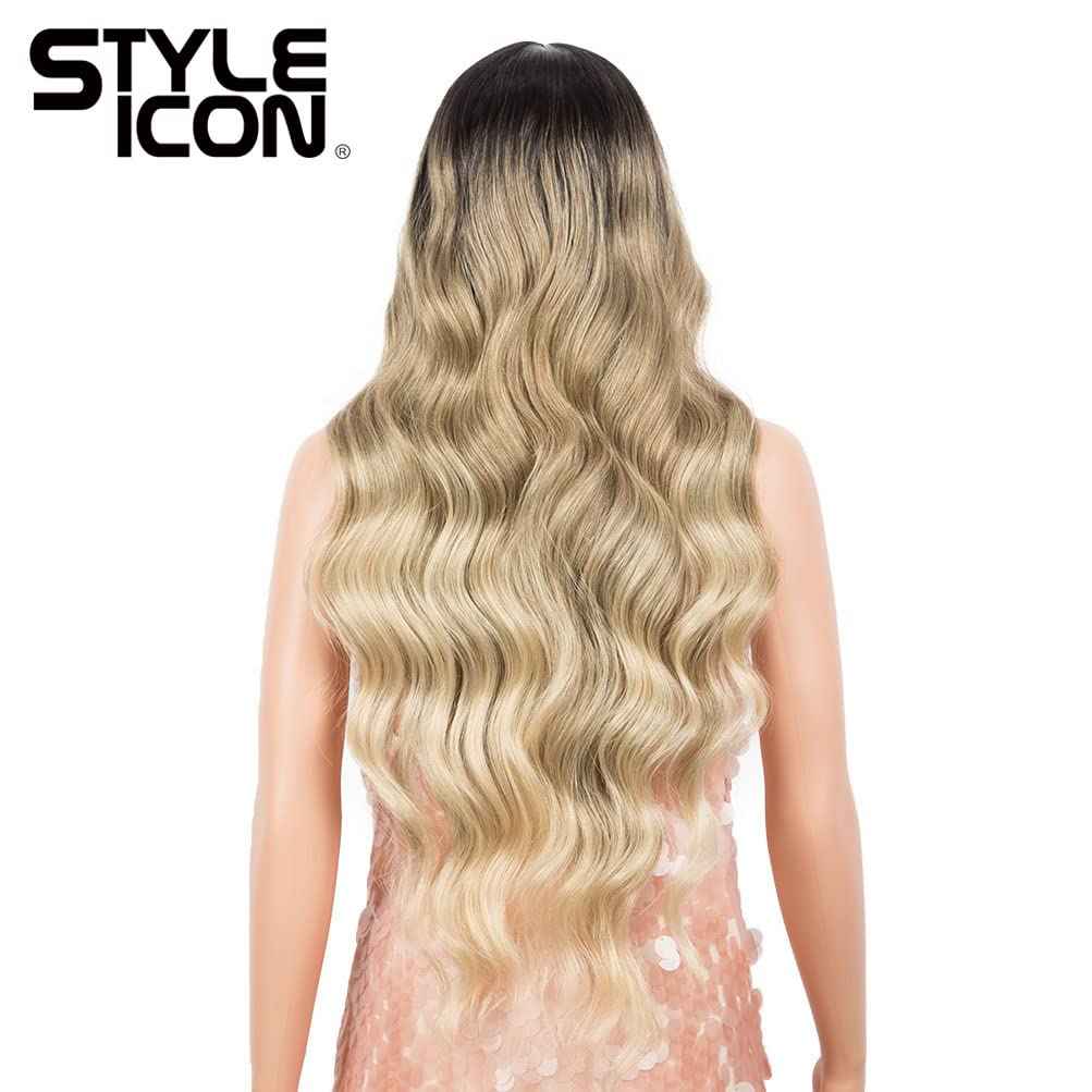 Style Icon 32” Long Wavy Wig Middle Part Synthetic Wigs Lace Front High Temperature Fiber Heat Resistant Wig (32 Inches, SOP22613)