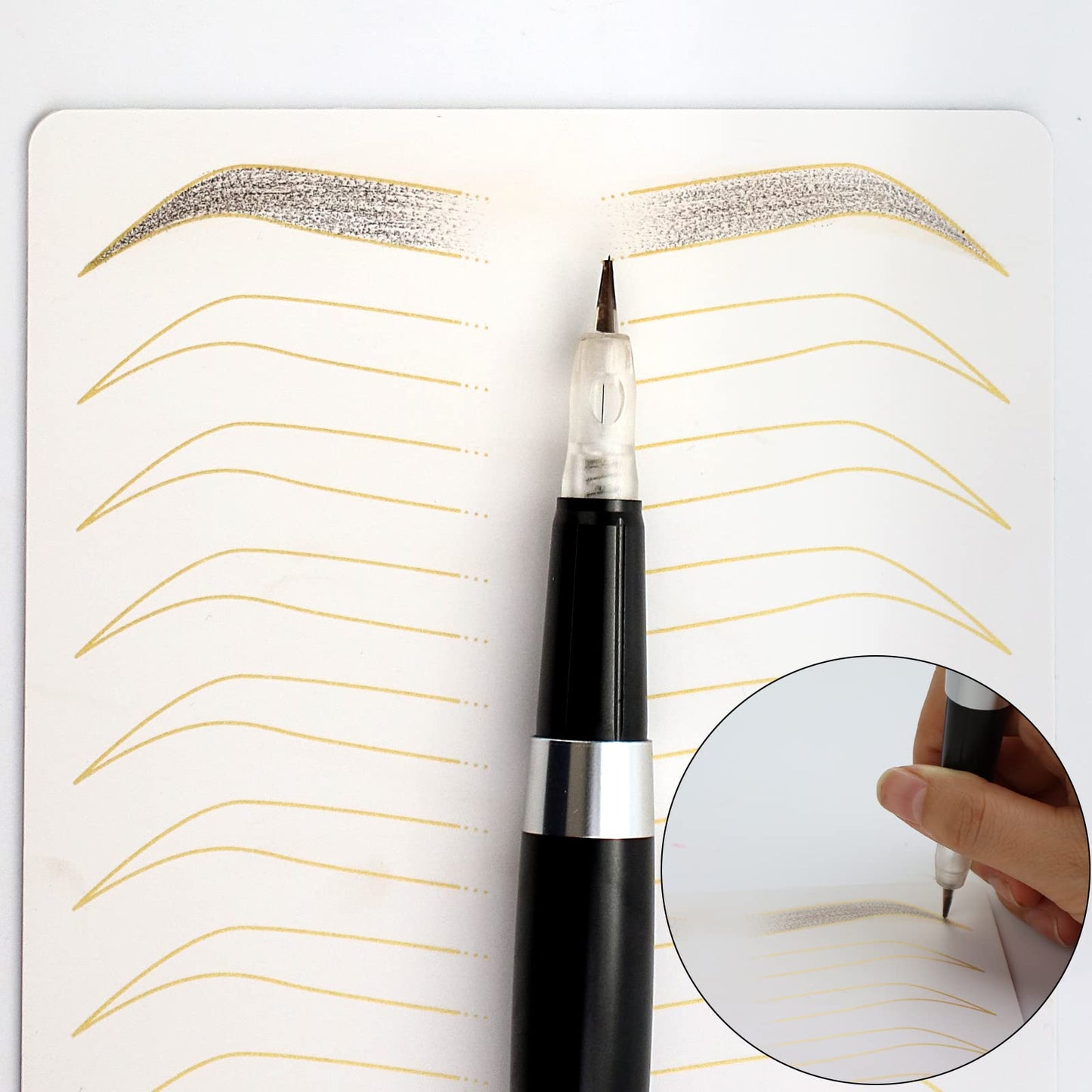 3 pcs Thicken Two sides Microblading Practice Silicon Skin Perfect for Permanent Makeup and Microblading Nano brows ombre brow practice (White Skin +Golden Printing)