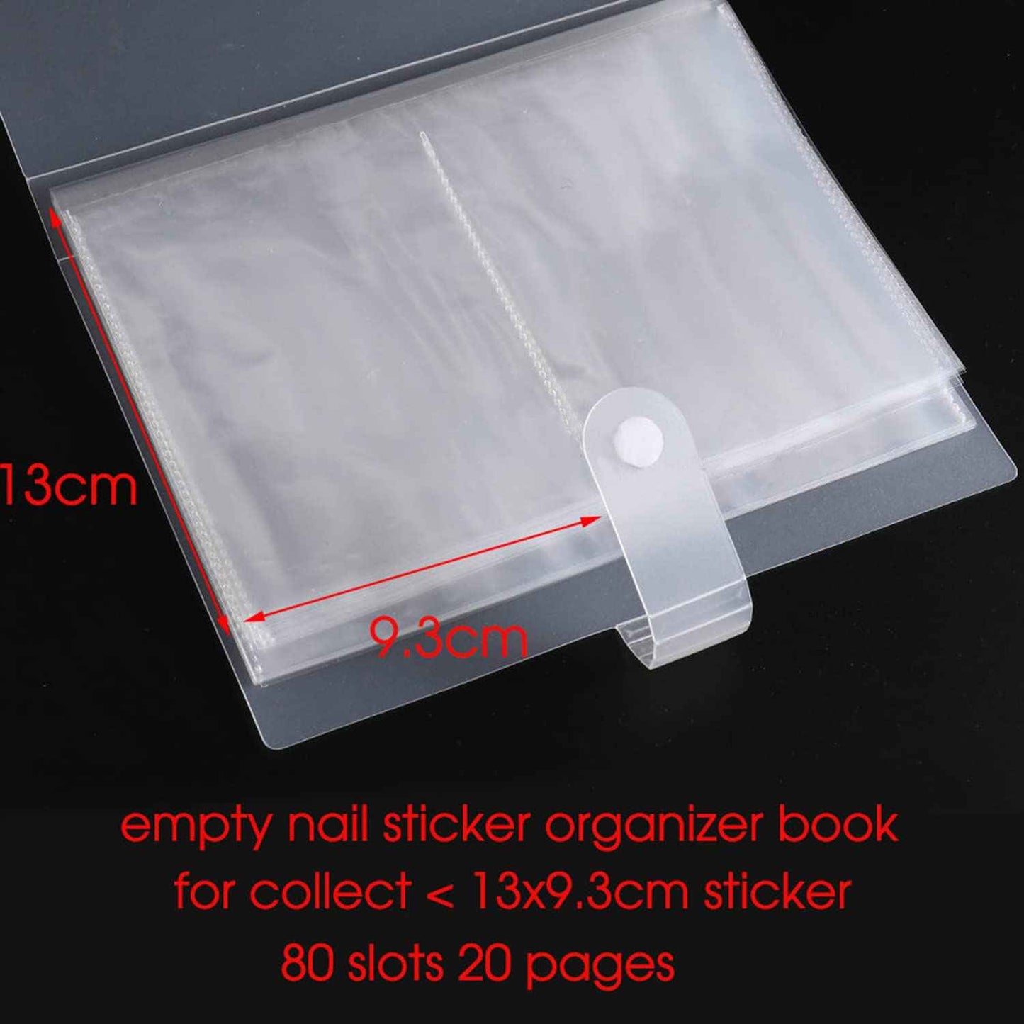 Large Nail Art Sticker Storage Album, 80 Slot Binder Organizer, Big Nail Decal Holder for Desk