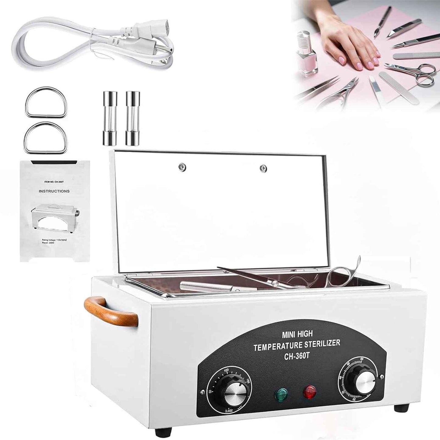 High Temperature Sterilizer Autoclave Machine, 110V 300W 1.5L with Timer Manicure Metal Tool Cleaner Machine,Autoclave Sterilizers, Nail Tool Sterilizer for Sundry Beauty Hair Nail Metal Tools