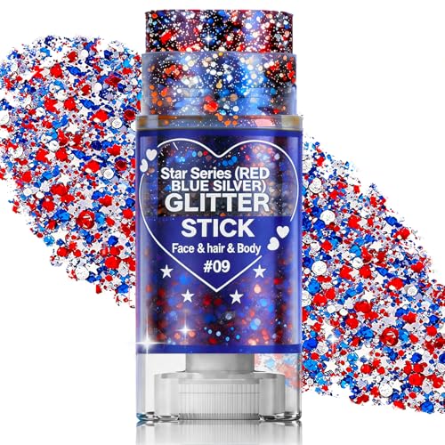Red White Blue Glitter Stick - Waterproof Patriotic Body Makeup