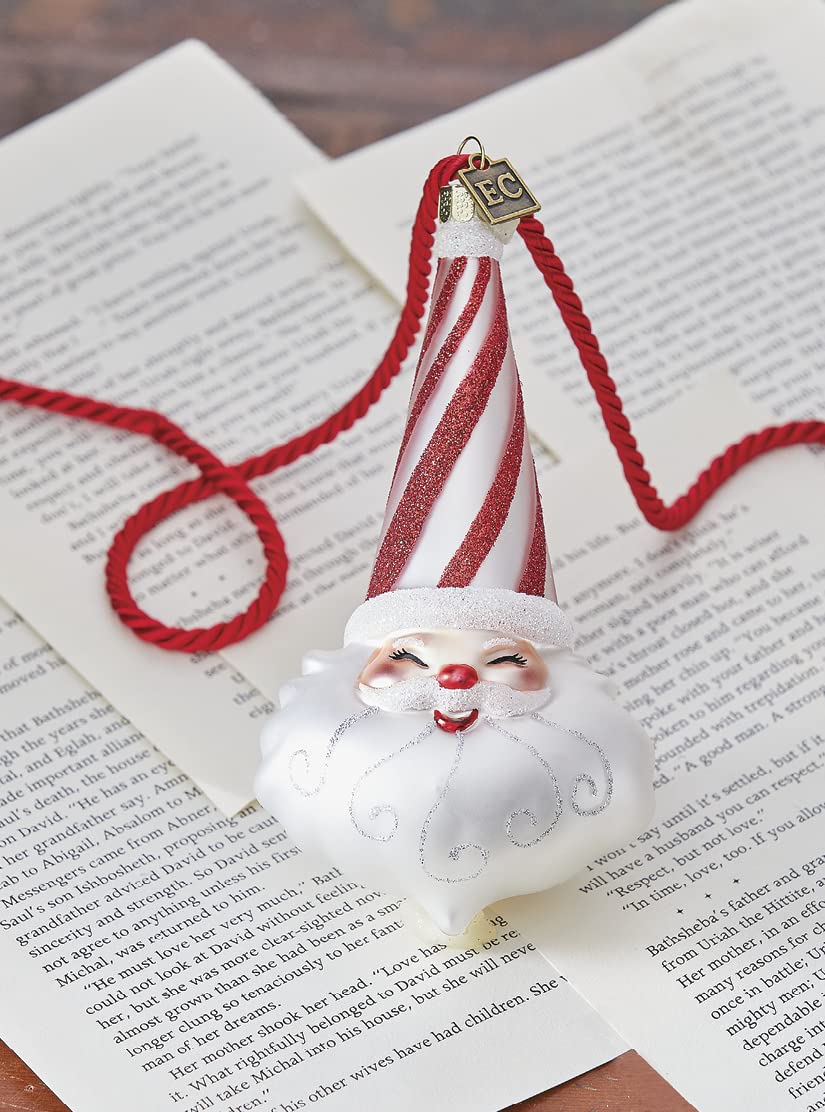 Peppermint Santa Christmas Figurine Ornament 5.75" Glass Hanging Ornament Christmas Tree Decoration