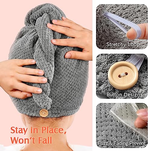 YFONG Microfiber Hair Towel Wrap 2-Pack | Quick Dry Turban