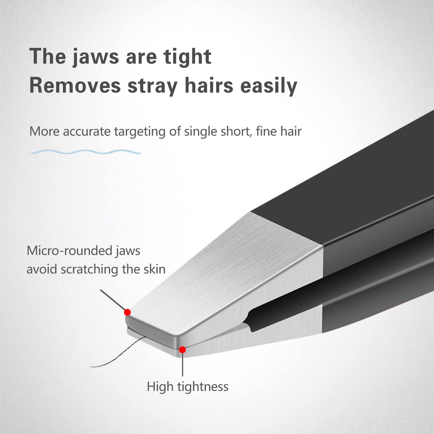 Tweezers Set, High Precision Stainless Steel Eyebrow Tweezers for Facial Hair, Inward Growing Hair and Splinter Remover Kit, Suitable for Women and Men, 4-Piece Set. (Black)