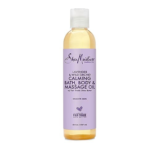 SheaMoisture Daily Hydration Body Oil Virgin Coconut Oil For Dry Skin Paraben Free 8 oz & Bath, Body and Massage Oil Lavender Wild Orchid Calming Moisturizer for Sensitive Skin 8 oz