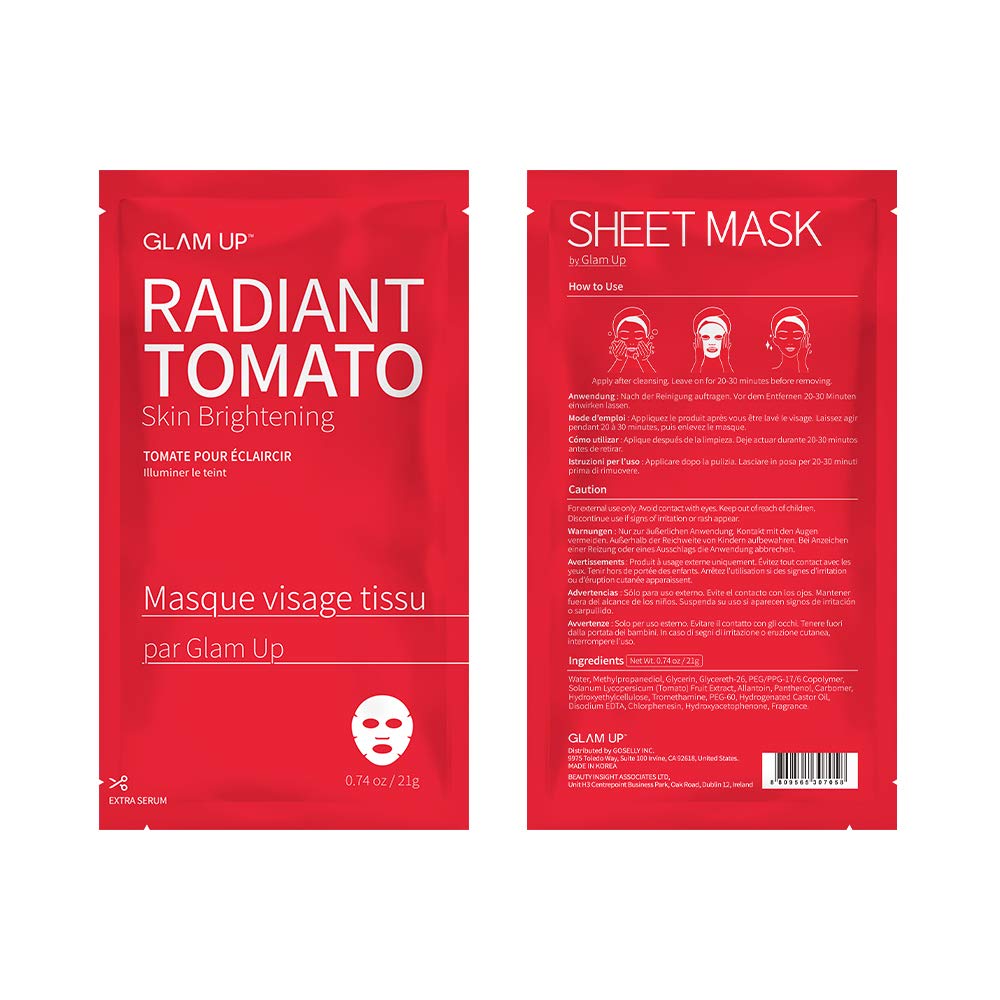 GLAM UP Sheet mask Soothing Radiant Tomato (10 sheets)