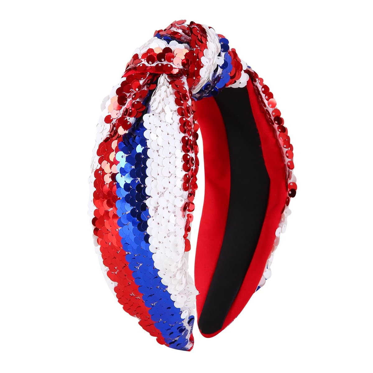 CULHEITE American Flag Headband Independence Day Glitter Sequin Headband Women Knotted Patriotic Hair Band Holiday Fashion Hair Accessories for Women Girls