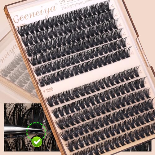Geeneiya 12MM D Curl Volume Lash Clusters - DIY Eyelash Extensions