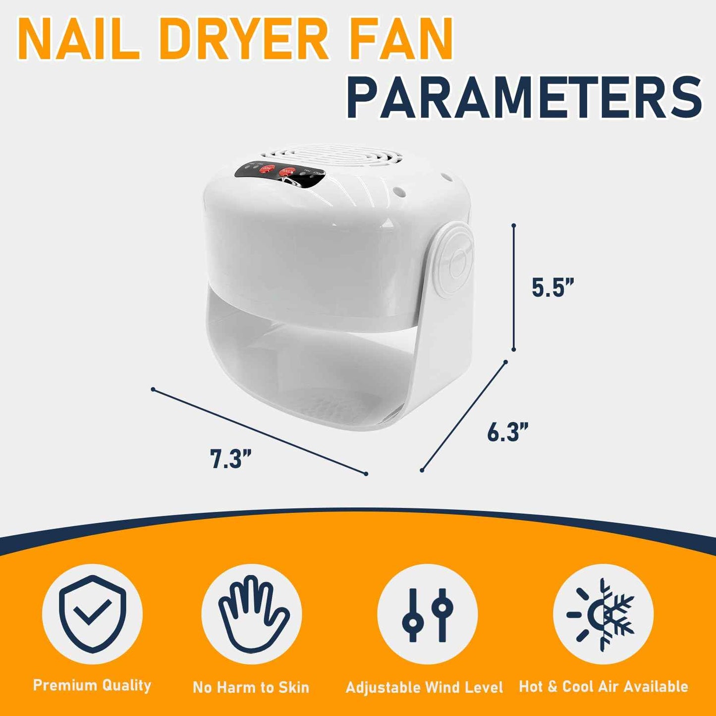 Nail Dryer for Regular Polish, Rotating Regular Polish Nail Dryer Fan with Hot and Cool Air, Professional Air Nail Fan for Salon and Home Use
