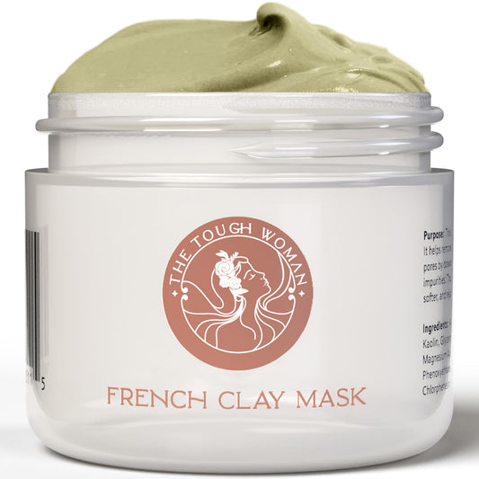 The Tough Woman Detox Green Clay Mask for Face - 3-Clay Blend with Kaolin Volcanic Clay - Deep Pore Cleansing, Removes Excess Oil, Tightens Pores - Oil-Free, Paraben-Free