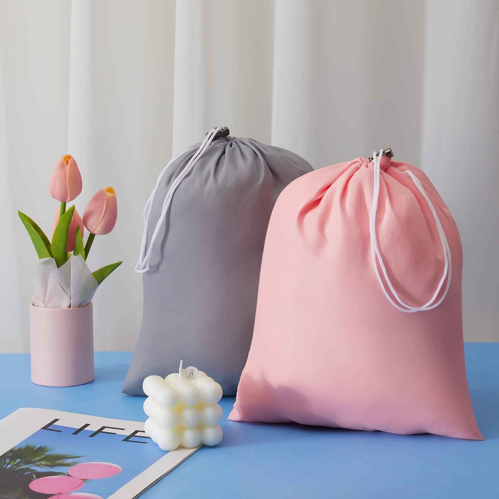 Irenare 2 Pcs Self Tan Sleep Sack Lightweight Breathable Tanning Body Self Tanners Sleeping Sac Protect Sheets from Dark Tanner for Bed Travel Sleeping Bag(Pink, Grey)