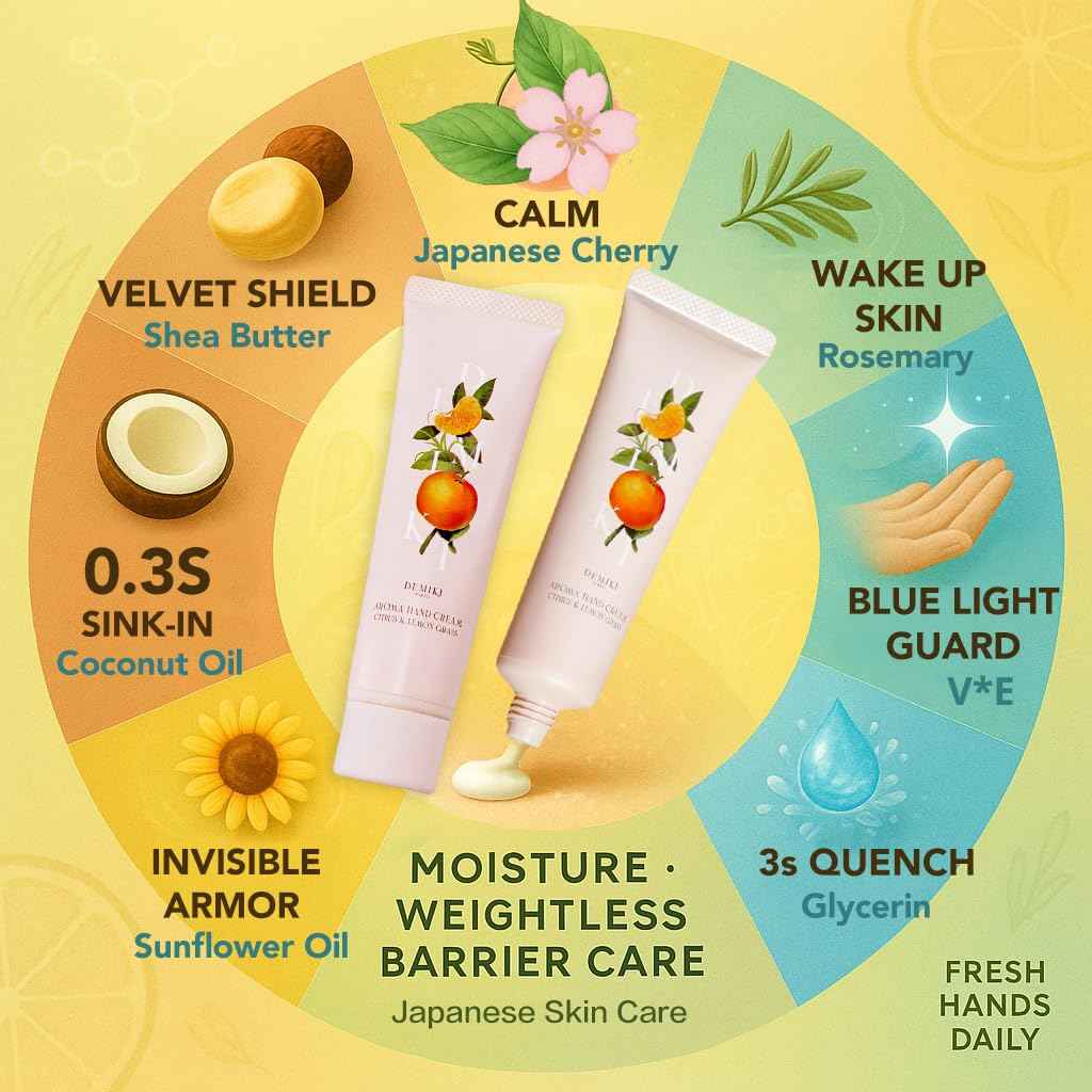 DEMIKI Shea Butter Hand Cream for Dry Cracked Hands,Japanese Skin Care Hand Lotion with Shea Butter, Coconut Oil, Hand Cream for Women,Travel Essentials,Travel Size 2pcs/50gx2/1.7fl.ozx2