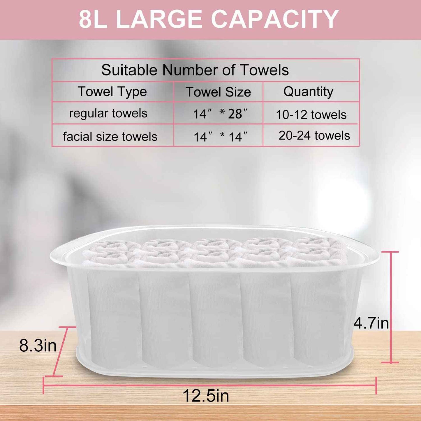 Salon Señor Pink Towel Steamer with Quickly Heating in 5 Mins Auto Off Timer Spa Towel Steamer for Personal Use at Home