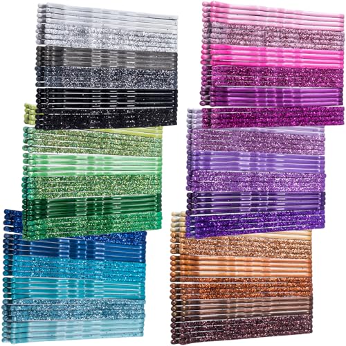 OIIKI 144Pcs Colorful Glitter Bobby Pins Hair Clips Hair Accessories for Women