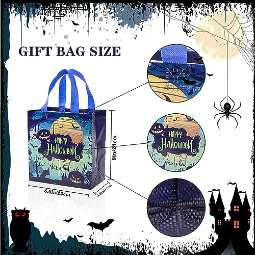 12PCS Halloween Trick or Treat Bags with Handles - Reusable Non-Woven Gift Bags for Kids & Parties