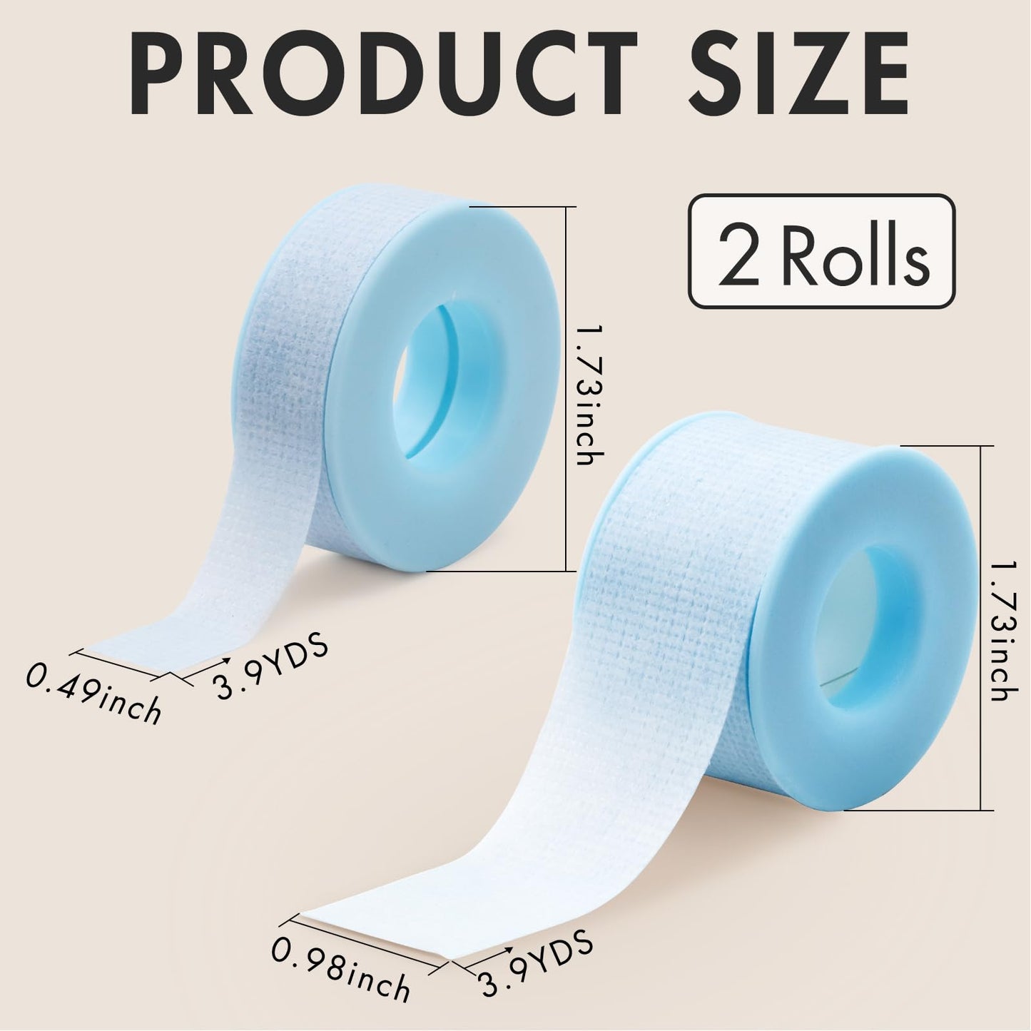 Embagol Lash Tape for Eyelash Extensions Blue Eyelash Tape for Extensions Sensitive Silicone Gel Easy Tear Breathable Medical Microporous Eyelash Extension Tape (2 Rolls×2 Sizes)