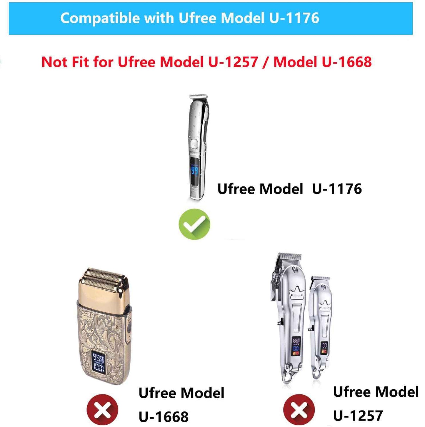 Odinxixi Replacement Ufree U-1176 Charger USB Charger Cable Compatible with Ufree Beard Trimmer for Men Model U-1176 Power Cord
