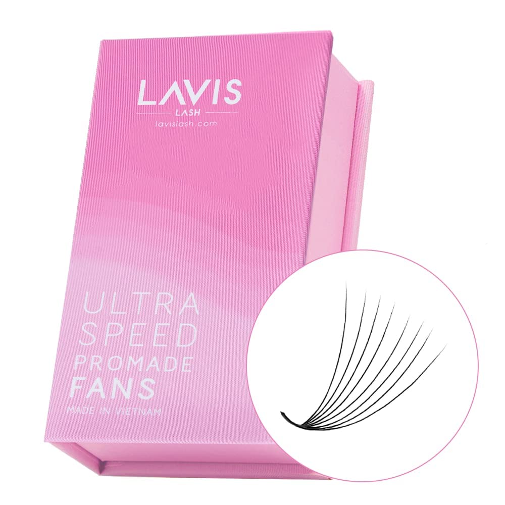 LAVISLASH 500 Ultraspeed Promade Fans Handmade Volume Eyelashes | Ultra Speed Eyelash Extension | 3D To 16D Fans | 0.03/0.05/0.07mm Thickness | C/CC/D Curl | 8-16mm Length(14D-0.05-CC-10mm)