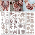 8 Sheets Red Brown Lace Temporary Tattoos - Waterproof