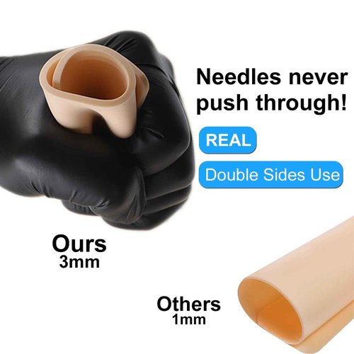 MIUXIA 20Pcs 3mm Fake Skin Tattoo Practice Skins 7.4x5.6" 3mm Thick Soft Silicone for Beginer and Artists Tattoo Supplies