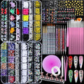 Teenitor Nail Art Kit with Rhinestones, Charms, Brushes & Decals for Manicure