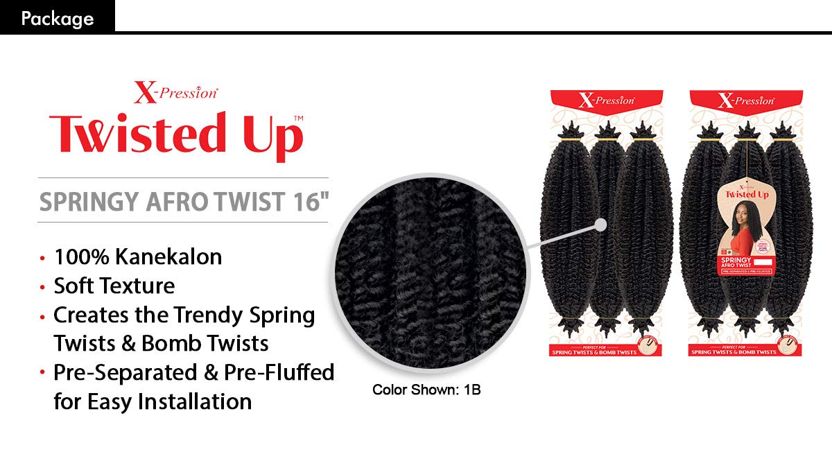 MULTI PACK DEALS! Outre Synthetic Braid - X PRESSION TWISTED UP SPRINGY AFRO TWIST 16 (3-PACK, 2T1B/350)