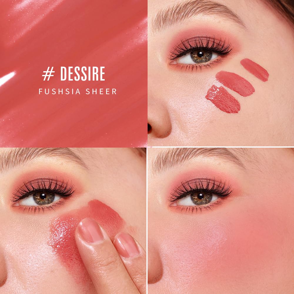 KIMUSE Soft Cream Blush Makeup, Liquid Blush for Cheeks, Weightless, Long-Wearing, Smudge Proof, Natural-Looking, Dewy Finish