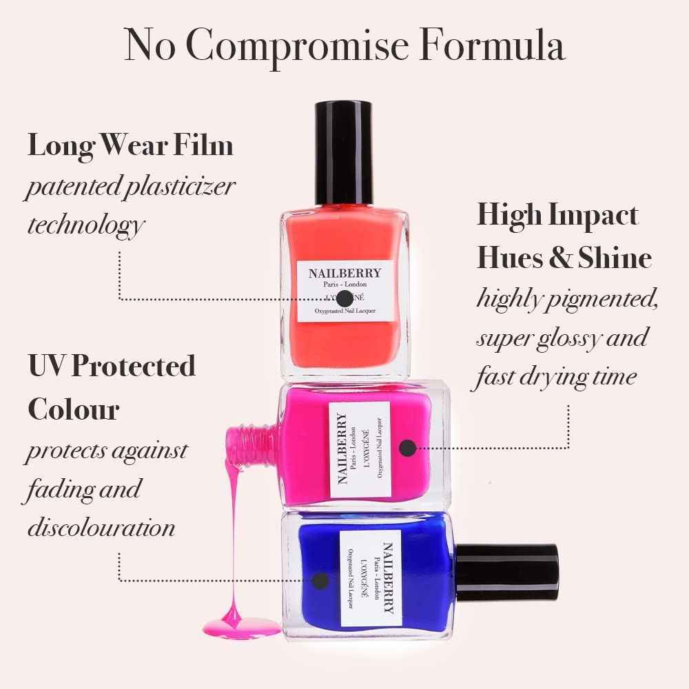 Nailberry Fast Dry Gloss Top Coat | Super-Fast Drying High Gloss Top Coat | Hard, Long-Lasting, Chip-Resistant Finish | Protects Against Fading & Discoloration | Vegan & Cruelty Free | 12-Free | 15 ml