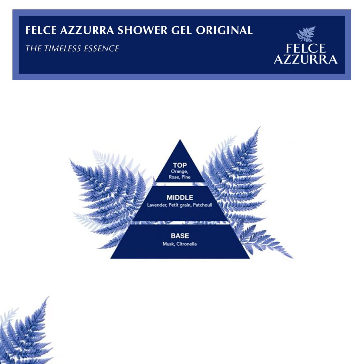 Felce Azzurra Original - The Timeless Essence Shower Gel - Rich Formula Envelops Your Skin To Provide Smoothness And Moisture - Contains Rich Essential Oils To Rebalance And Regenerate - 8.4 Oz