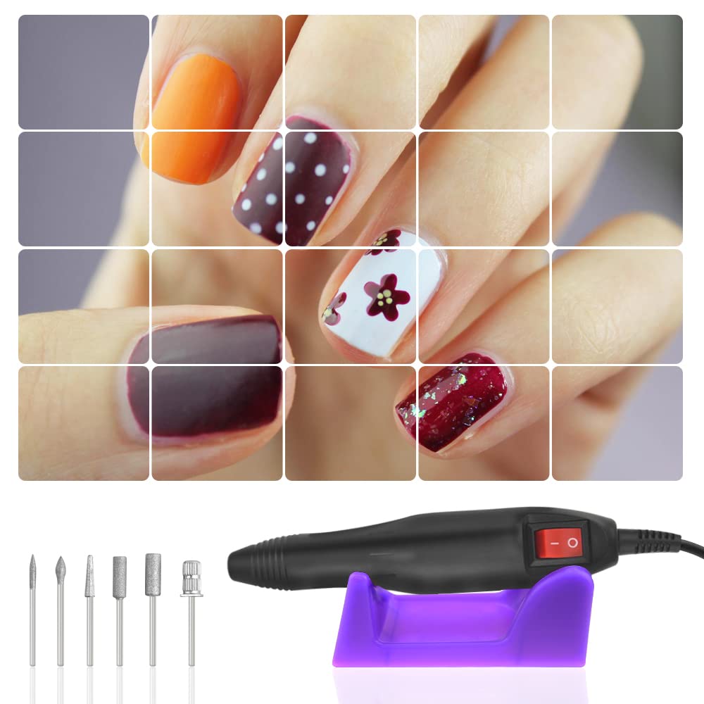 LILYS PET 20,000 RPM Light Type Professional Electric Nail Art Salon Drill Glazing Fast Machine,Electric Nail Art File Drill with 1 Pack of Sanding Bands (Black)