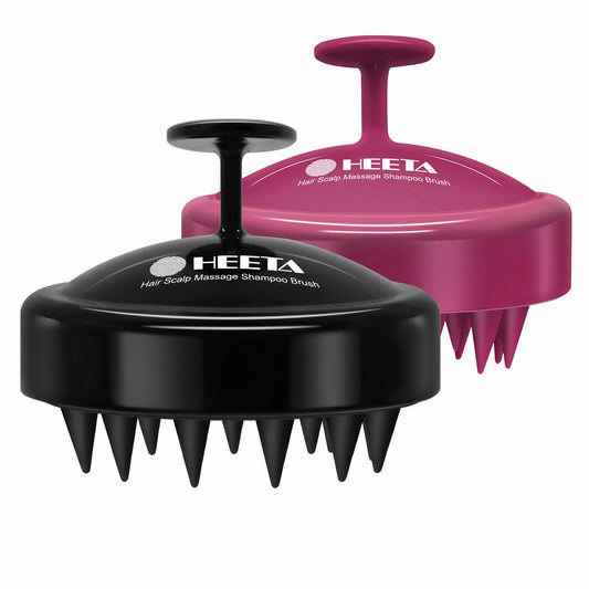 HEETA 2 Pack Hair Scalp Massager Shampoo Brush for Hair Growth, Hair Scalp Scrubber with Soft Silicone, Wet and Dry Hair Detangler (Red & Black)