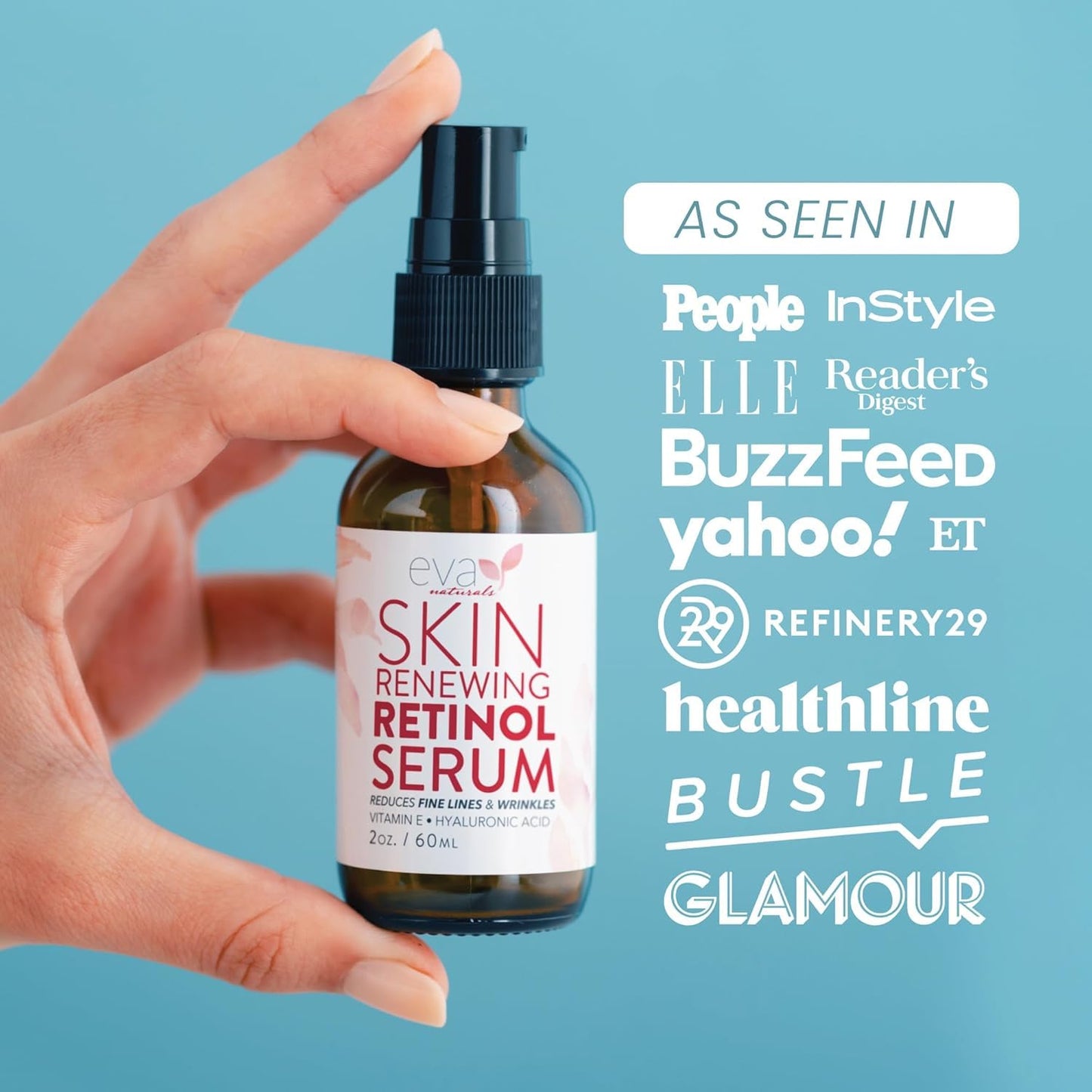 Retinol Serum by Eva Naturals - 2.5% Retinol Serum for Face with Hyaluronic Acid, Vitamin E & Organic Aloe - Retinol Face Serum that Reduce Wrinkles, Fine Lines & Dark Spots - Anti Aging Serum, 2 Pack