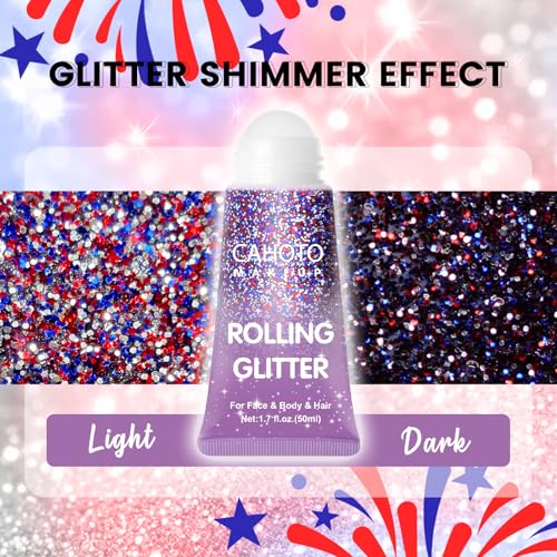 Flag Glitter Gel Roll-On | Red White Blue Face Body Shimmer