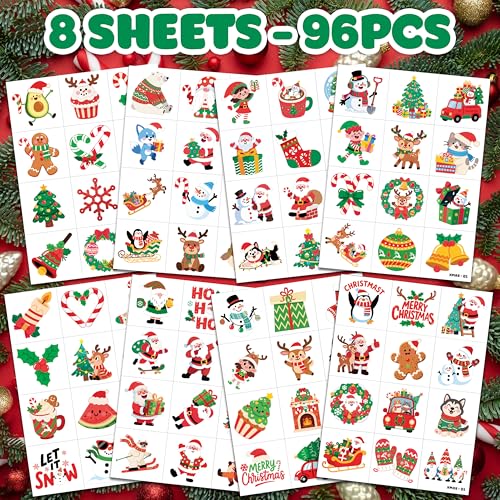 96 PCS Christmas Temporary Tattoos for Kids