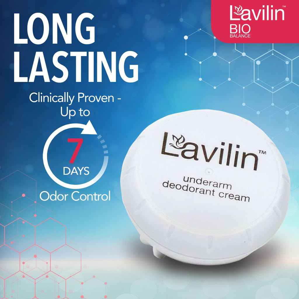 Lavilin Bio Balance Underarm Deodorant Cream, Up to 7 Days Odor Free (2 Pack)