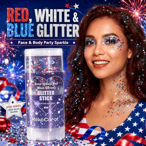 Red White Blue Glitter Stick for Face & Body